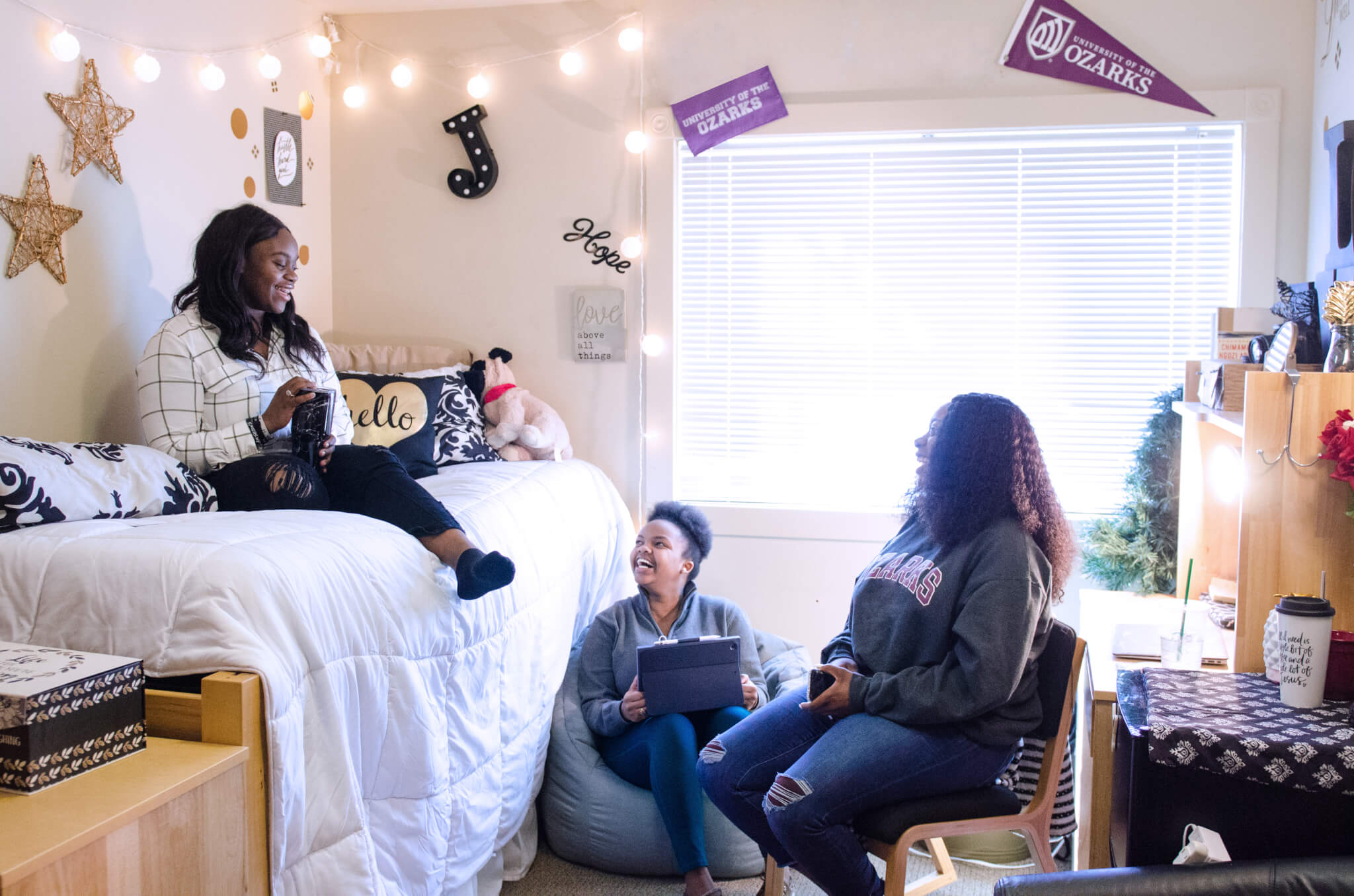 a group of people sitting in a room