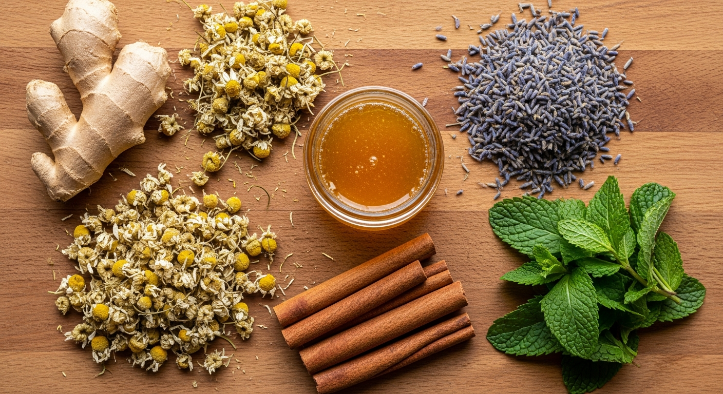 popular natural ingredients found in herbal teas and home remedies