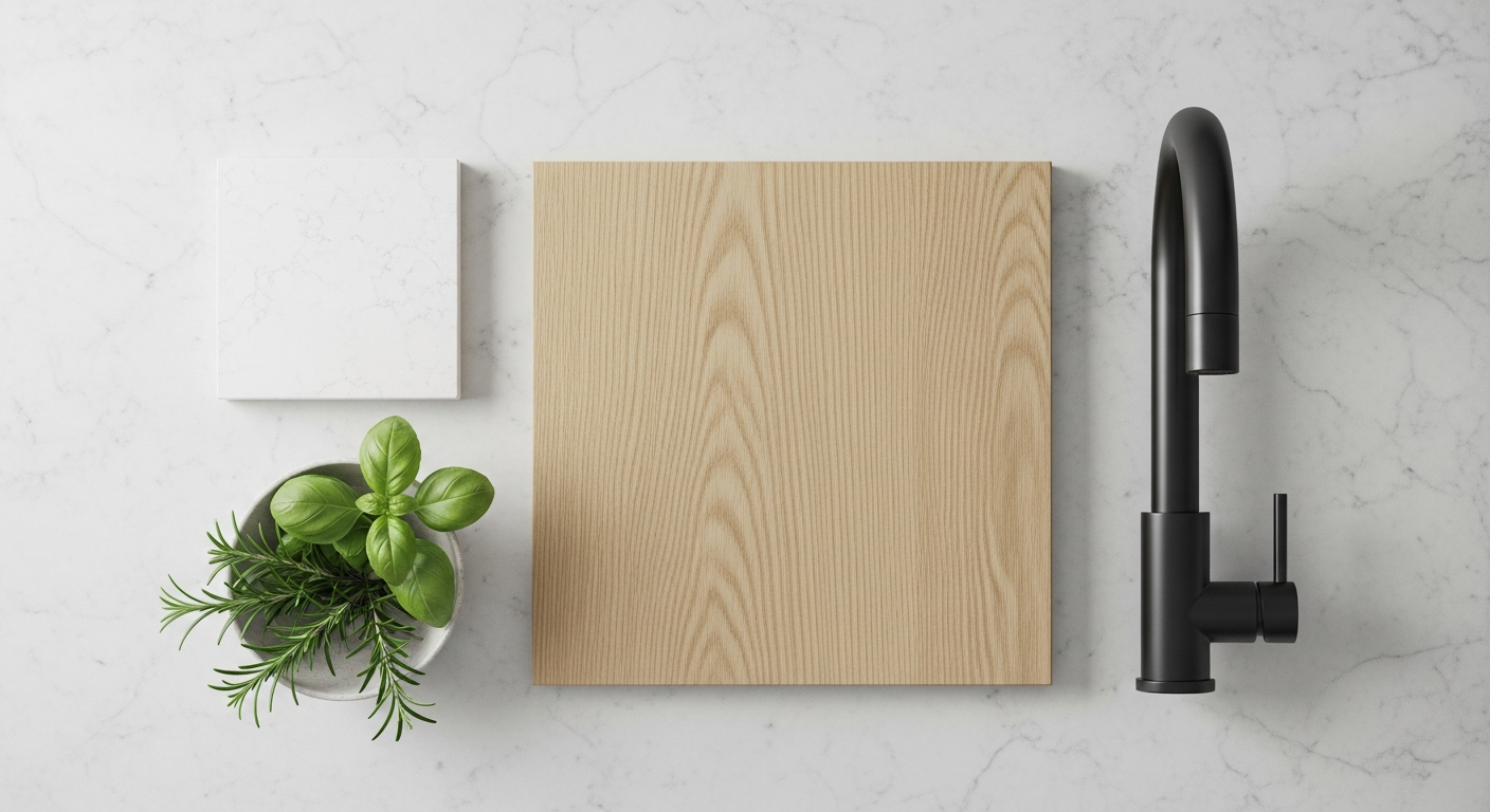 Modern kitchen with large island, pendant lights, and light wood flooring, showcasing contemporary kitchen renovation ideas.